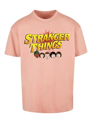 F4NT4STIC Shirt ‘Stranger Things Comic Heads Netflix TV Series’ Bruin / Geel / Oudroze / Zwart