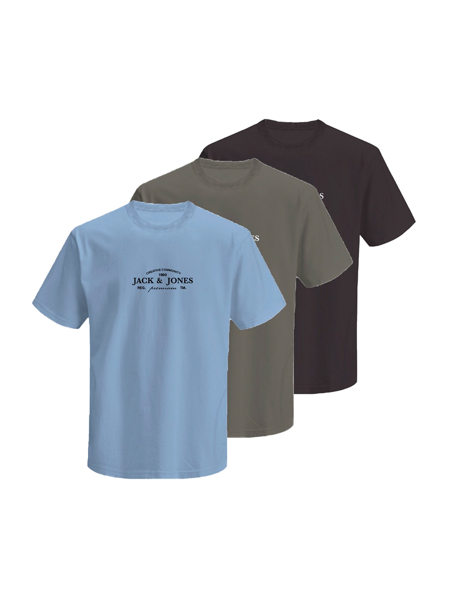 Jack & Jones Plus Tricou JPRBlakevin  albastru deschis / gri taupe / negru / alb
