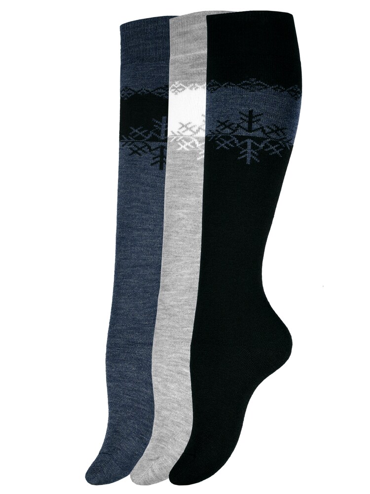 Cotton Prime Kniestrümpfe Damen Größe 35/38 blau / graumeliert / schwarz / weiß