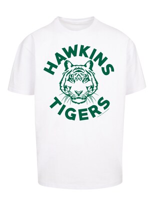 F4NT4STIC Shirt ‘Stranger Things Hawkins Tigers Netflix TV Series’ Groen / Wit