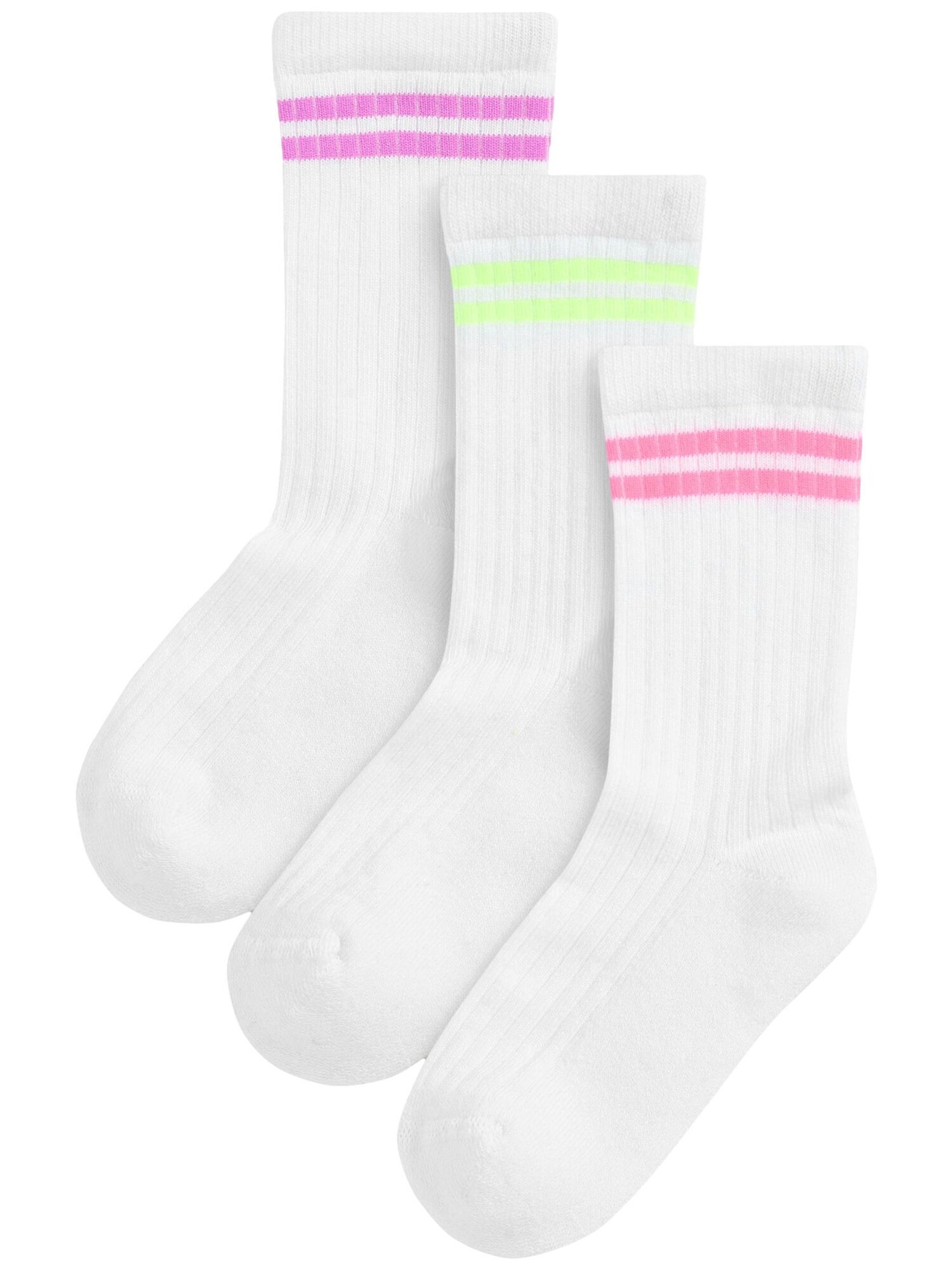 Next Sokken Neongeel / Fuchsia / Lichtroze / Wit