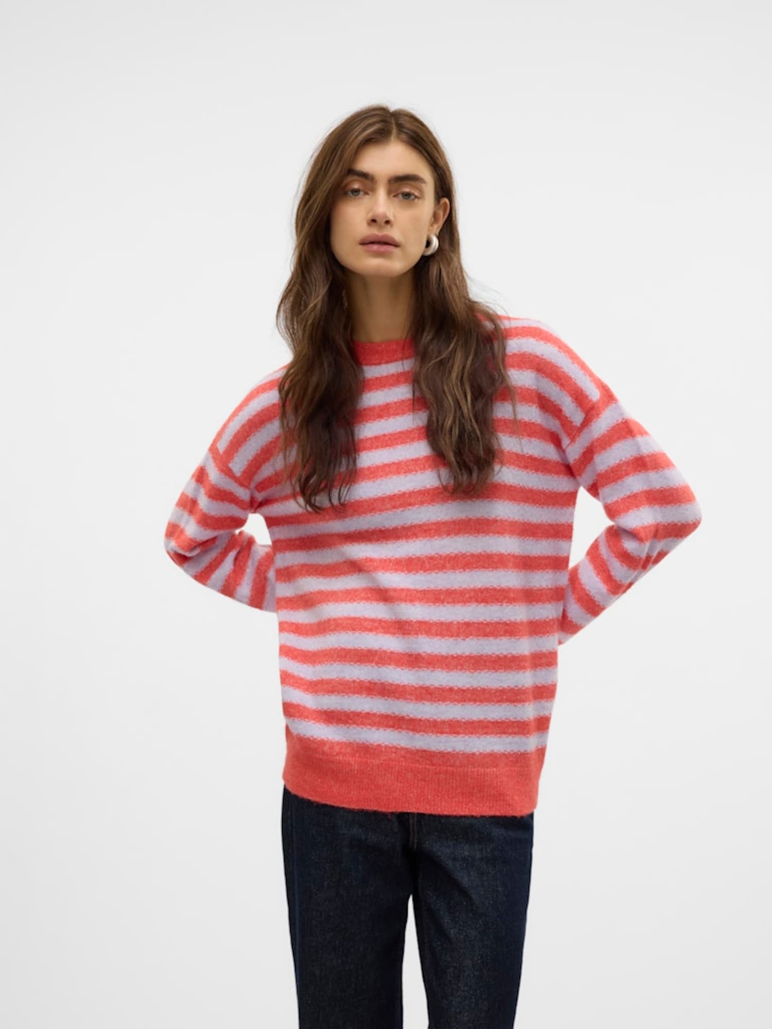 VERO MODA Pulóver 'VMMARCIA'  világospiros / piszkosfehér termék 2. képe