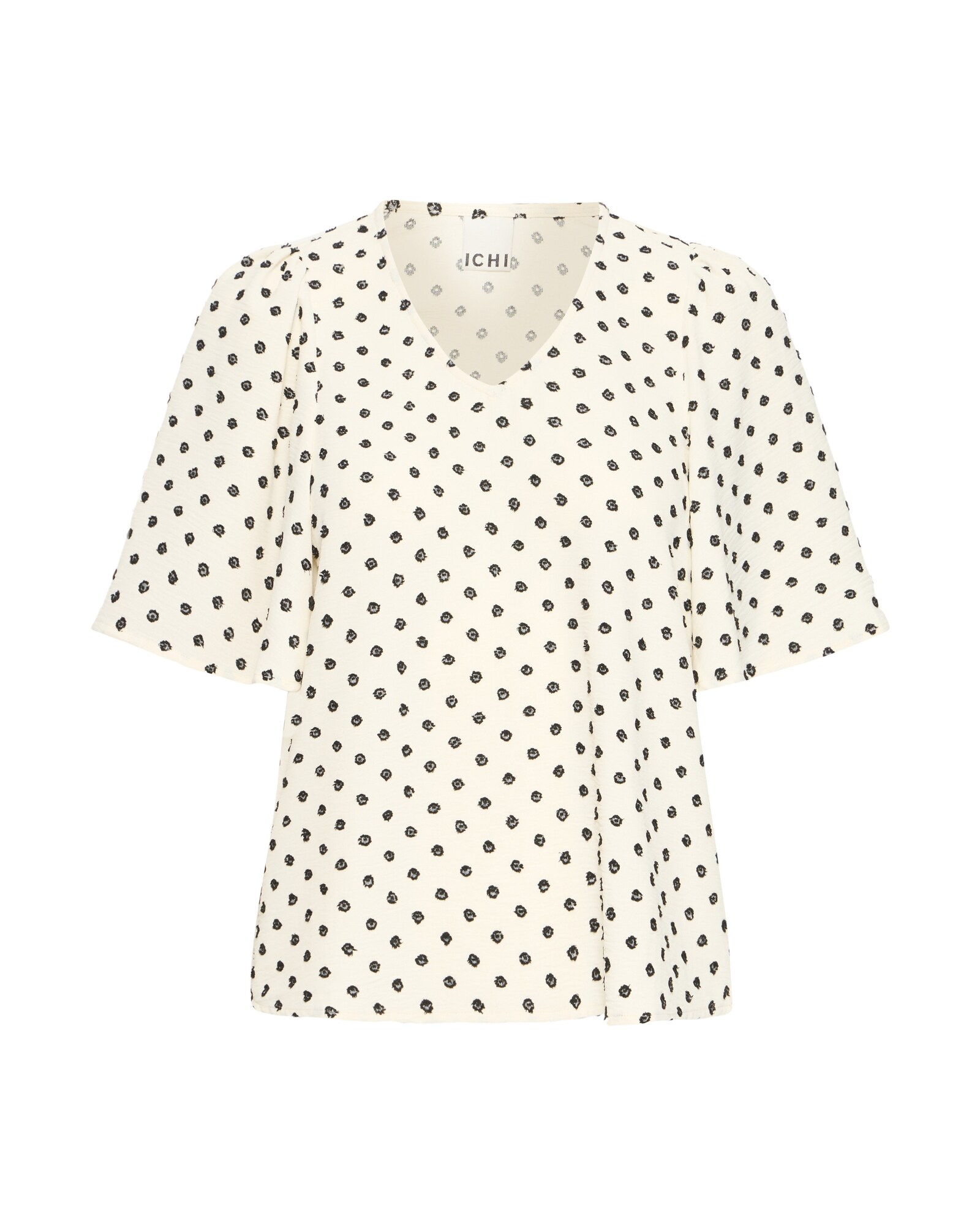 ICHI Blusa 'ZABBY'  negro / blanco lana