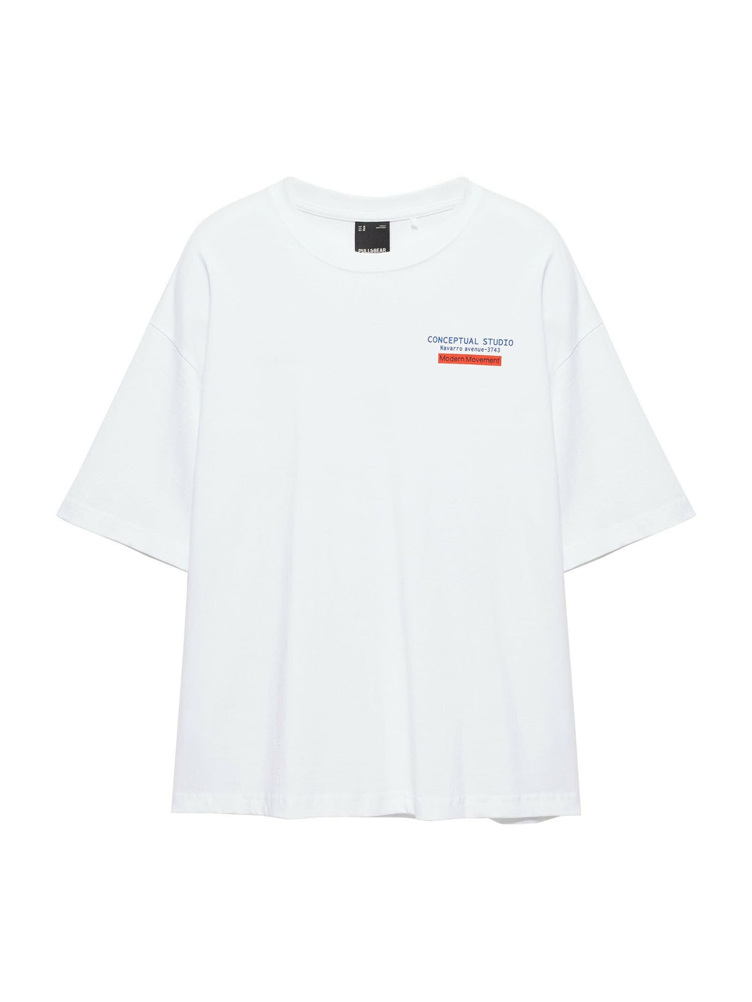 Pull&Bear Tricou albastru / roșu / alb