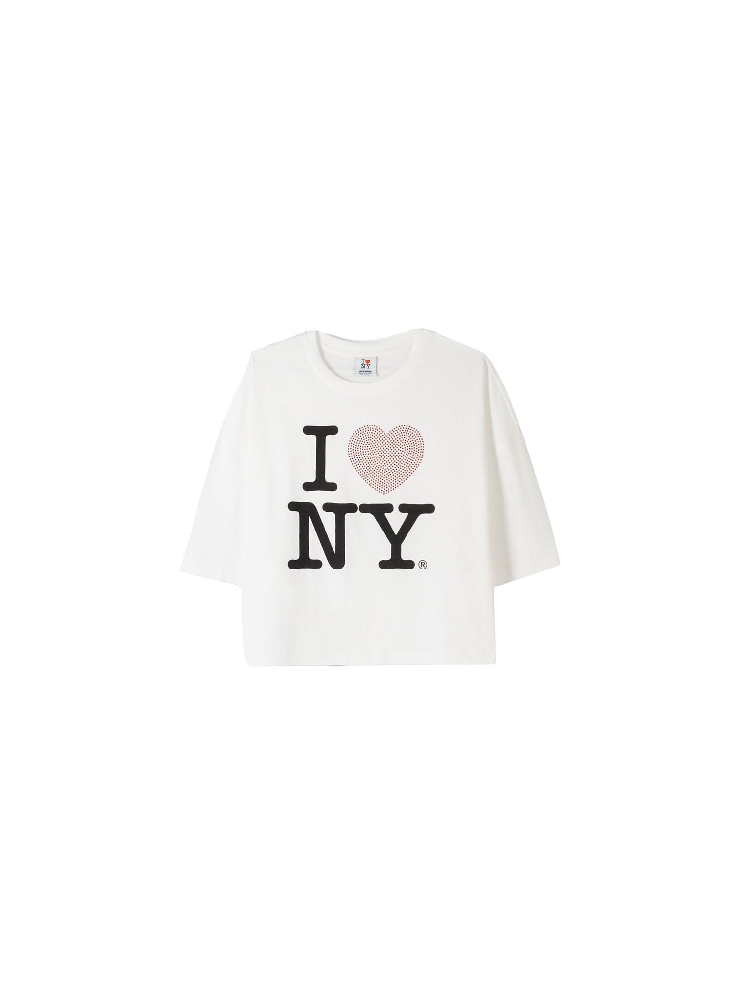 Bershka Tričko 'I LOVE NY'  karmínovo červená / čierna / biela