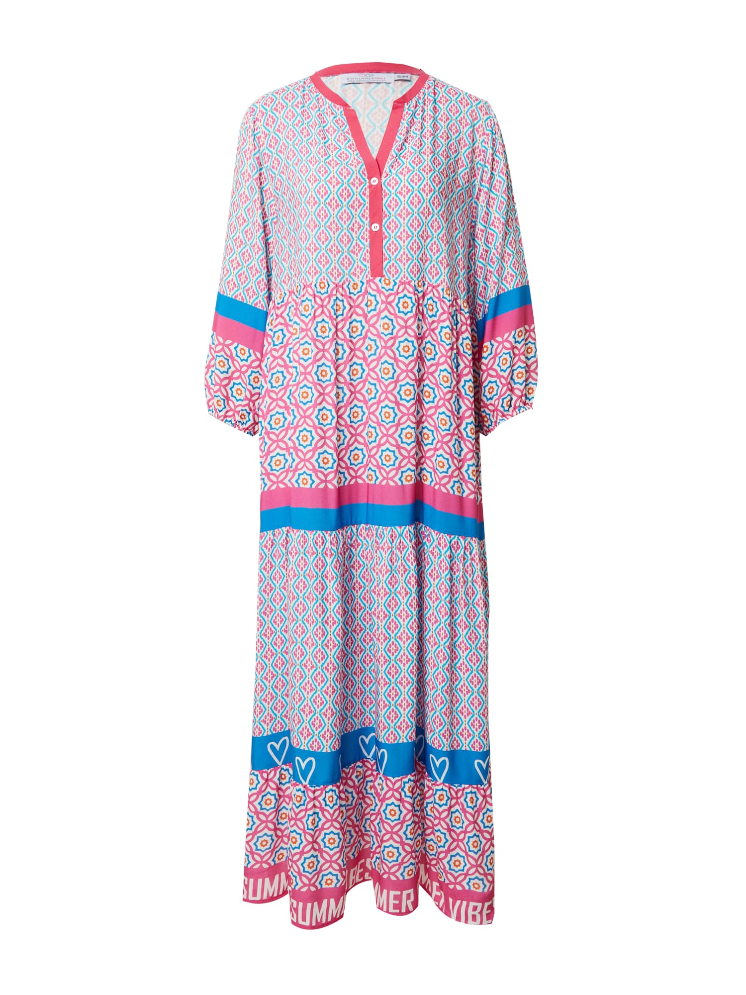 Zwillingsherz Vestido 'Adriane'  azul / laranja / rosa claro / branco