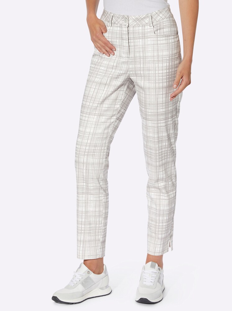 heine Hose Damen Größe 44 grau / dunkelgrau / weiß