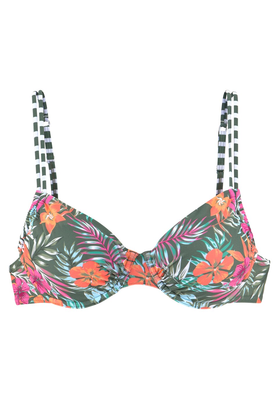 Bikiniöverdel 'Summer' mörkgrön / orange / ljusrosa