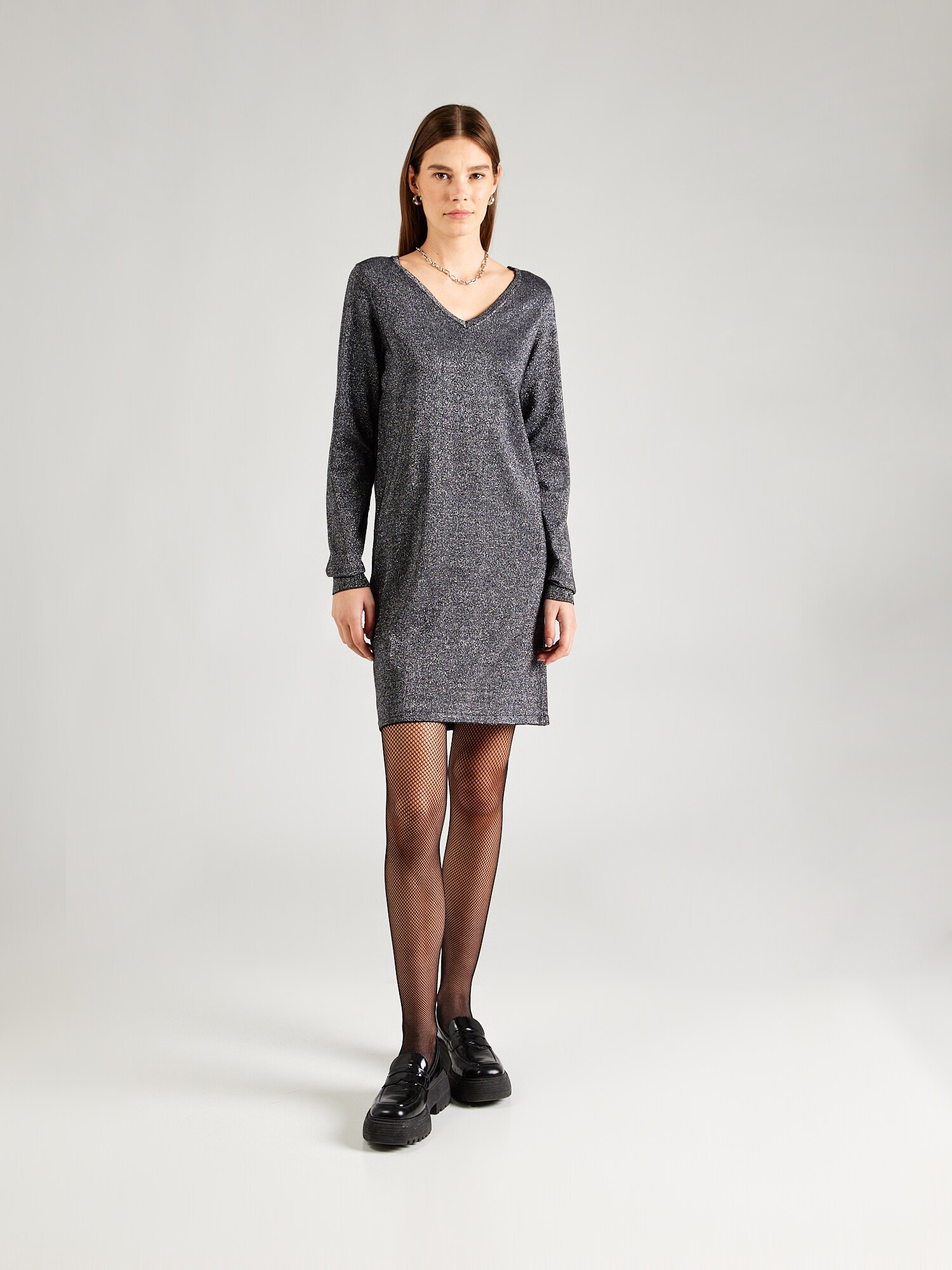 VERO MODA Kötött ruhák 'VMHAPPYSHINE'  fekete / ezüst termék 2. képe
