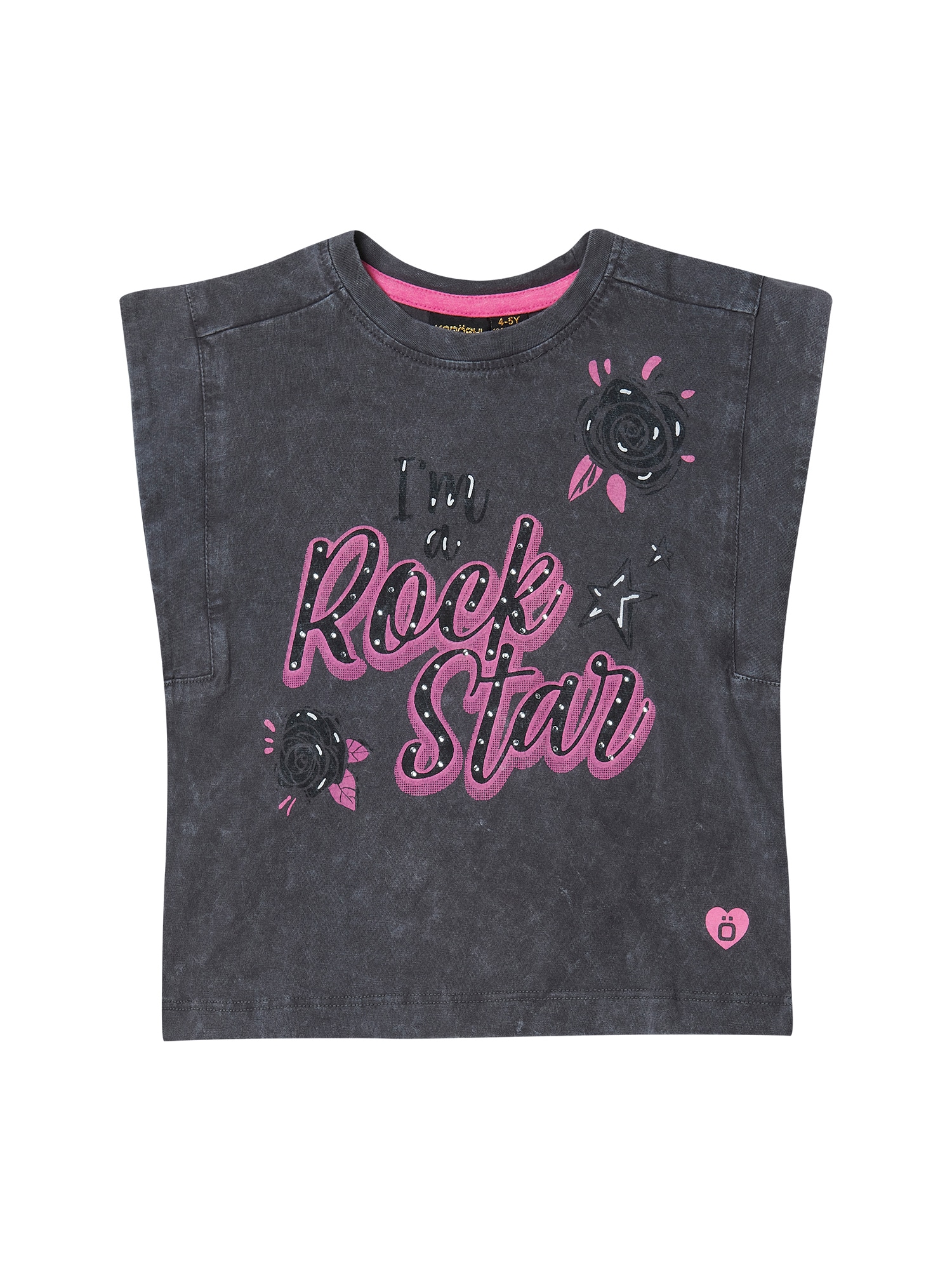 KOROSHI Top  gri metalic / roz / negru / alb