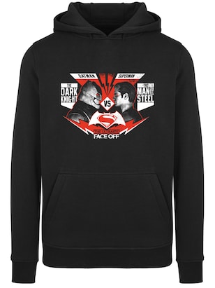 F4NT4STIC Sweatshirt ‘DC Comics Batman v Superman Face Off’ Grijs / Robijnrood / Zwart / Offwhite