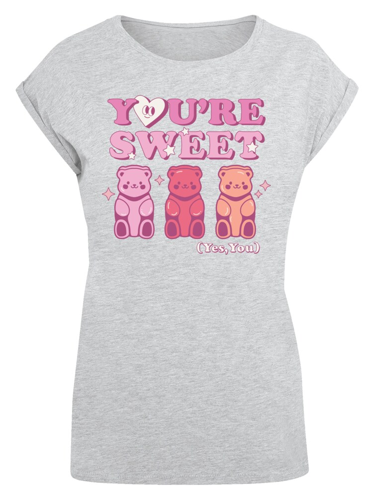 F4NT4STIC T-Shirt 'Valentinstag You're Sweet Gummy Bears' Damen Größe 4XL grau / pink