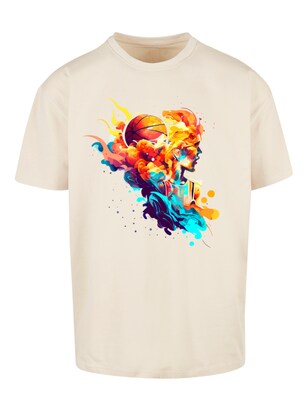 F4NT4STIC Shirt ‘Basketball Sports Collection – Abstract player’ Sand / Gemengde kleuren