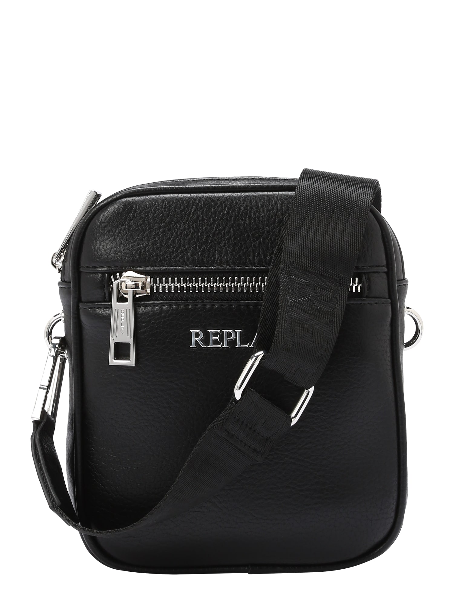 REPLAY Чанта за през рамо тип преметка  черно / сребърно