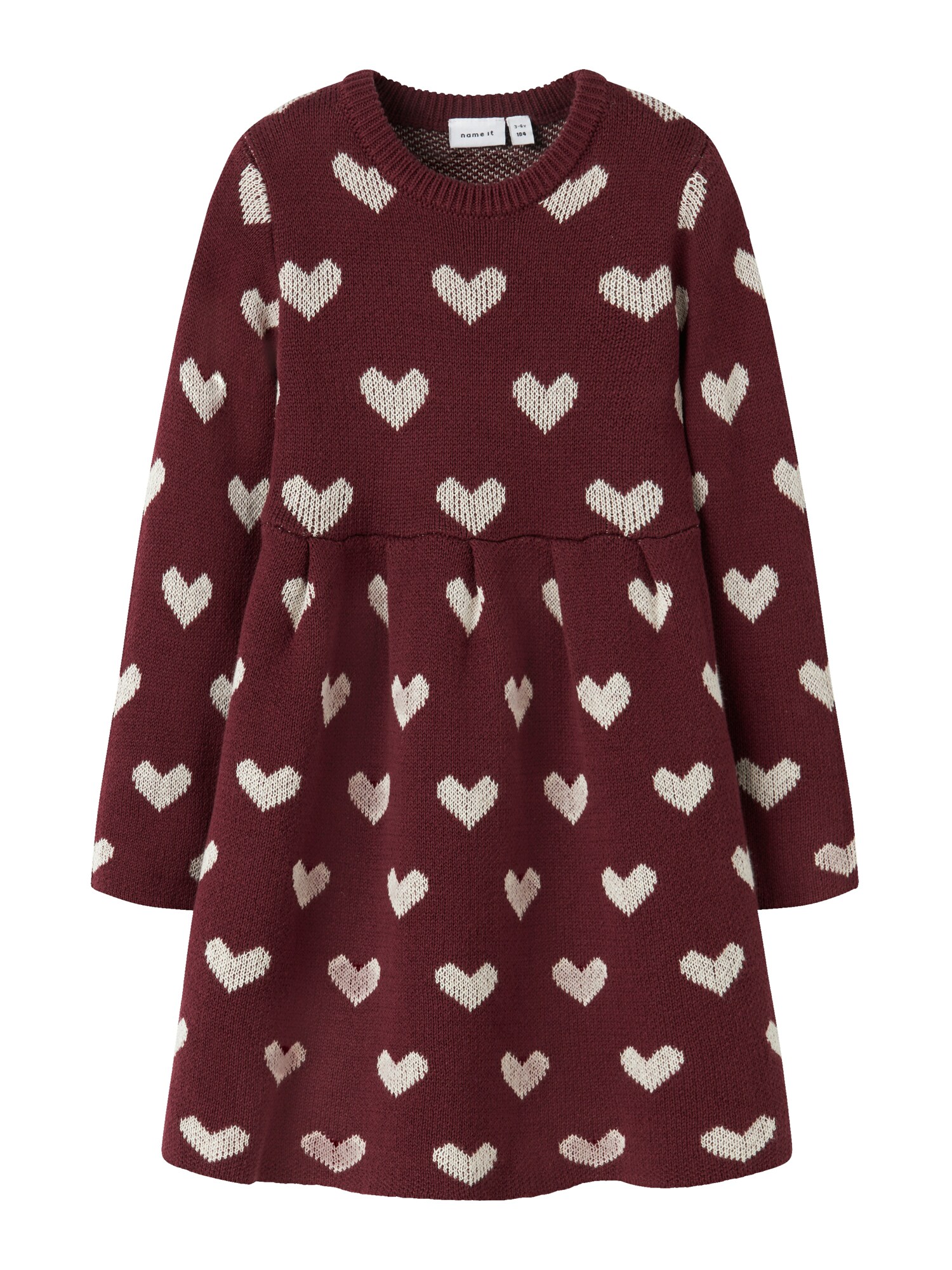 NAME IT Rochie NMFOANA  roșu burgundy / alb