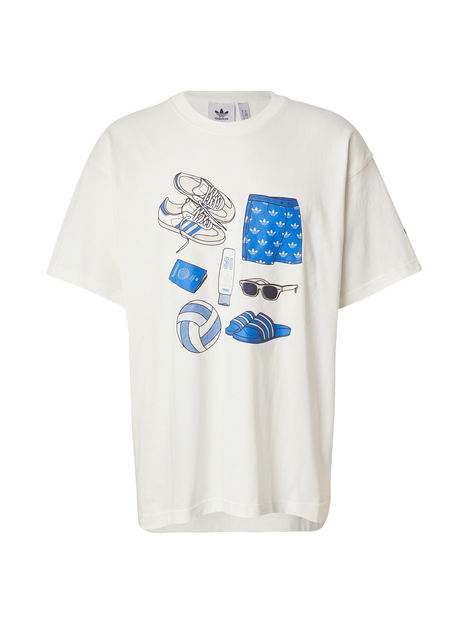 ADIDAS ORIGINALS Tricou BEACH SPORT  albastru / albastru deschis / alb