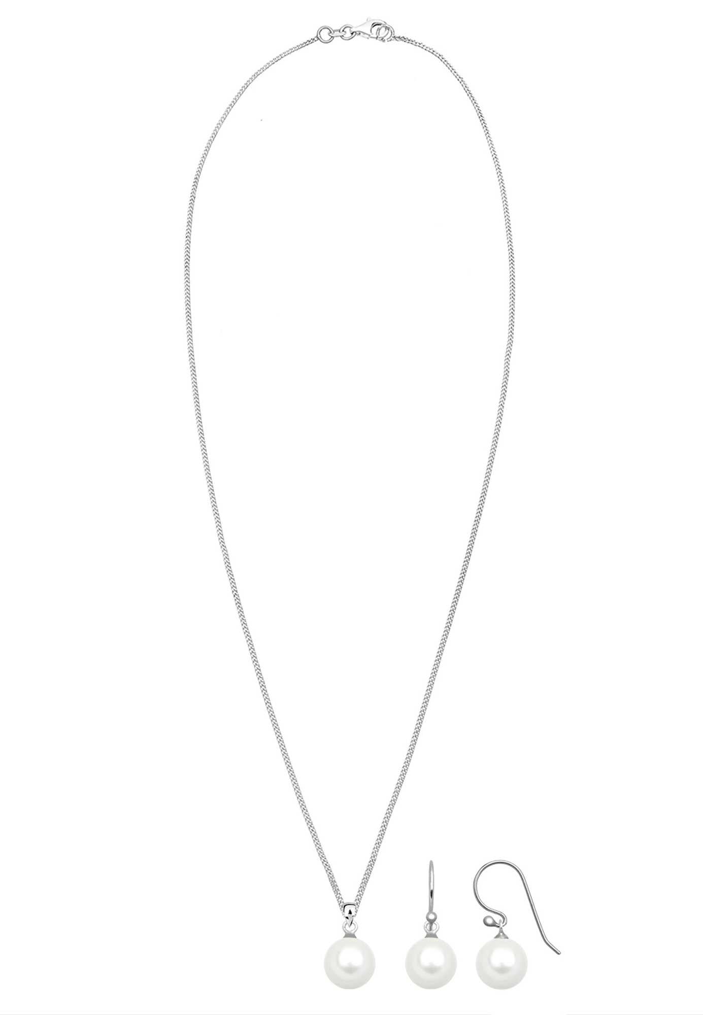 ELLI Set de bijuterii  argintiu / alb perlat
