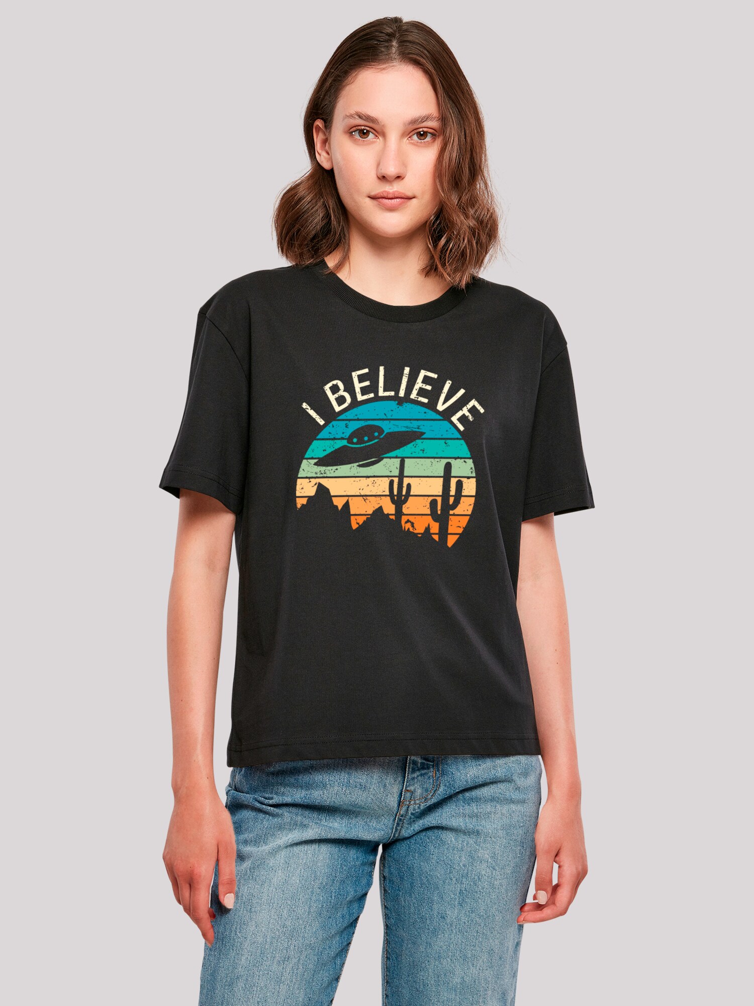 Thumbnail - F4NT4STIC T-Shirt I Believe UFO Alien Sonnenuntergang