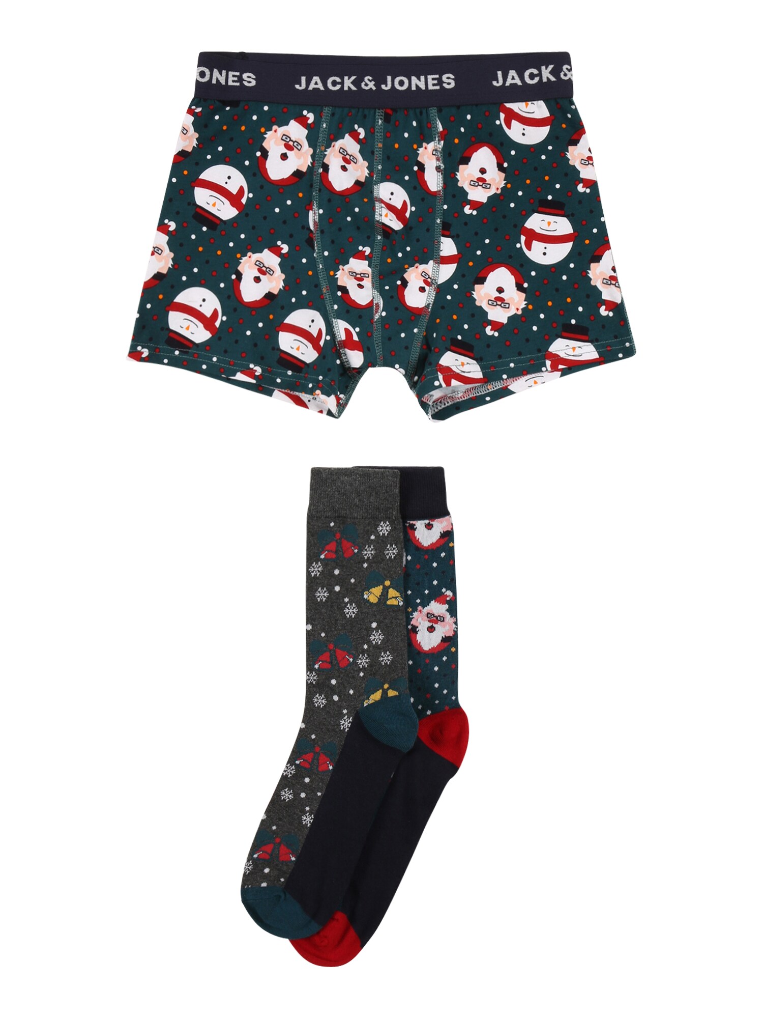Jack & Jones Junior Liemenėlė ir kelnaitės 'GREEN XMAS'  tamsiai pilka / benzino spalva / mišrios spalvos