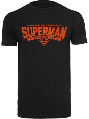 F4NT4STIC Shirt ‘DC Comics Superman My Hero’ Donkeroranje / Zwart