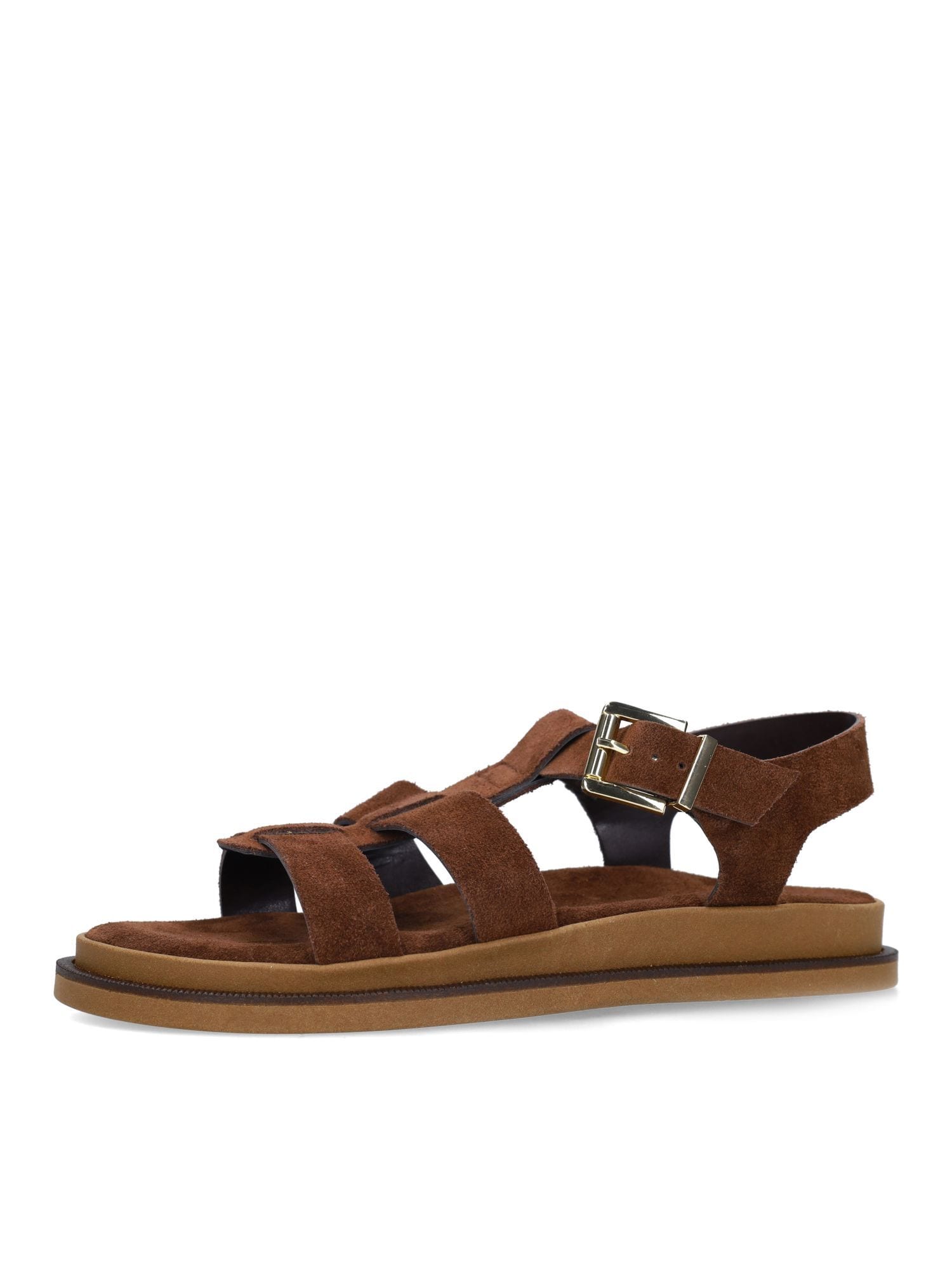 Manfield Sandalen Met Riem Bruin