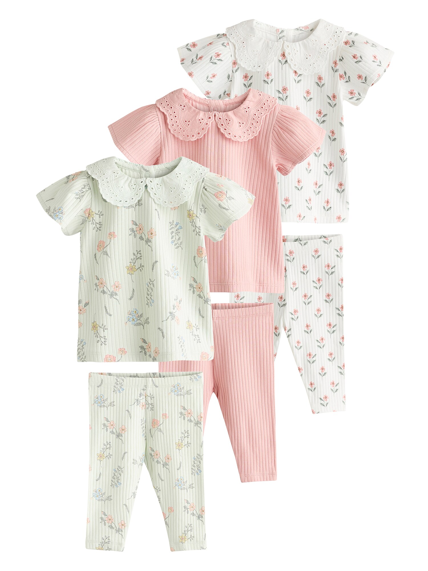 Next Set  verde pastel / roz / alb