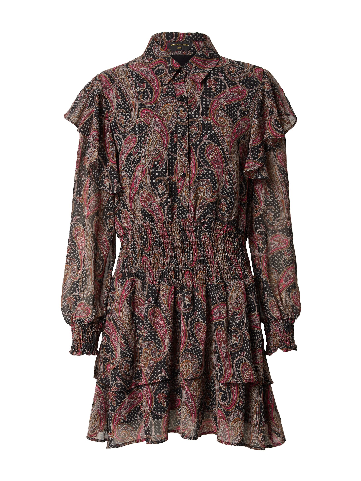 Colourful Rebel Rochie tip bluză Zina  ecru / maro deschis / roz închis / negru