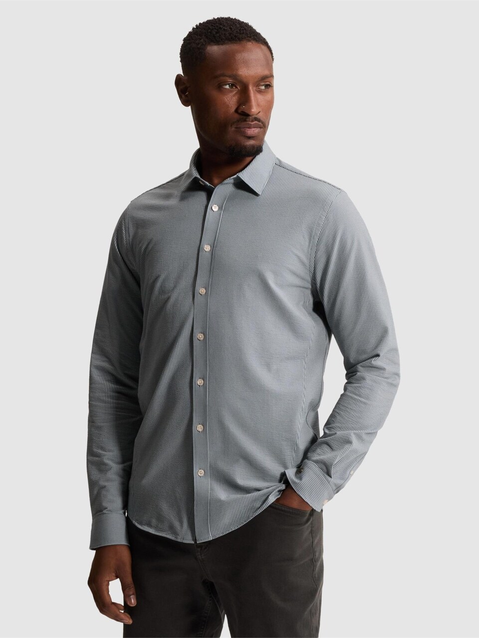 Skjorta 'Shirt with stripe pattern and button closure'
