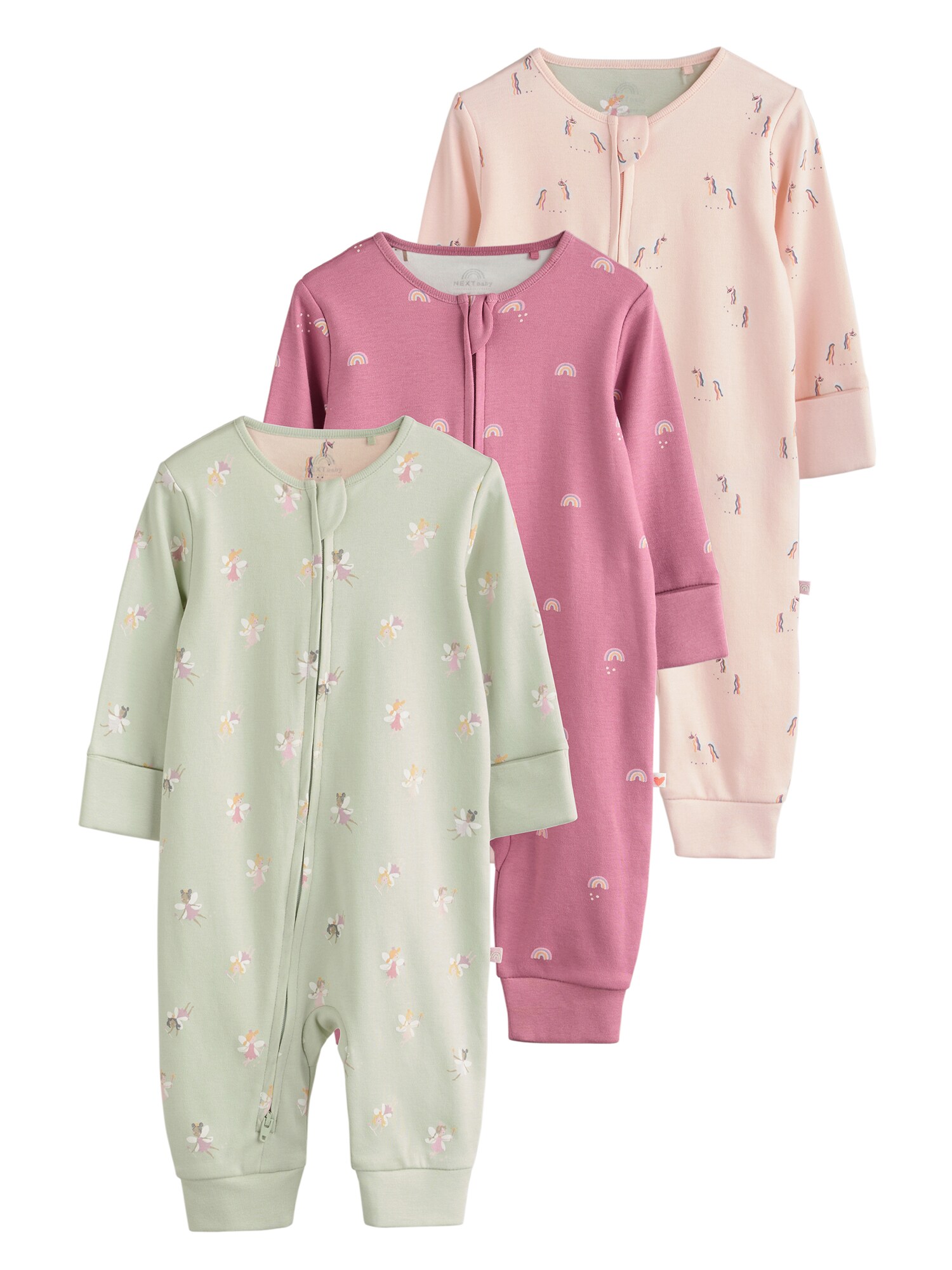Next Pijamale  verde mentă / roz / roz pal