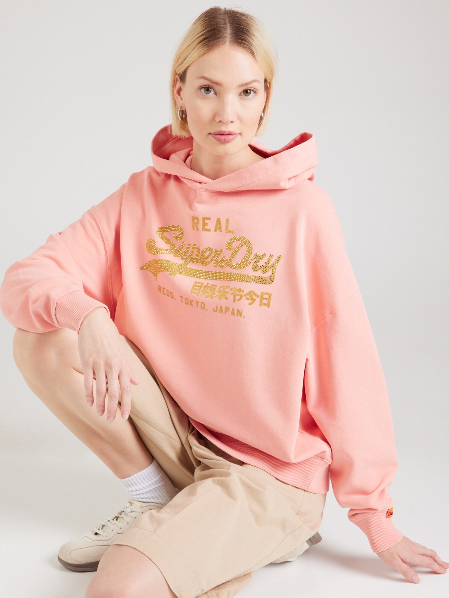 Superdry Tréning póló 'Rhinestone'  arany / őszibarack termék 2. képe