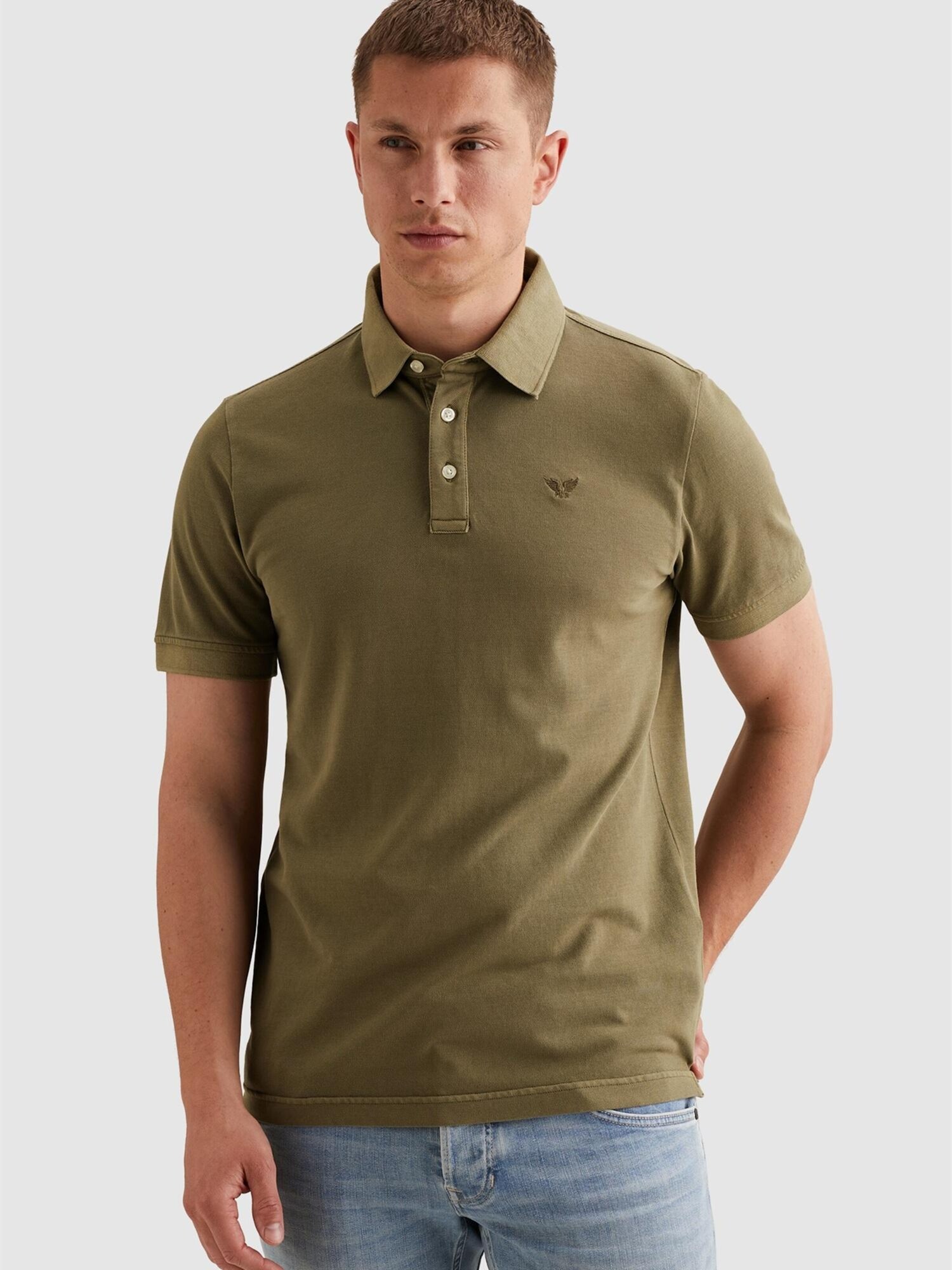 T-shirt 'Polo shirt with garment-dye wash in piqué'