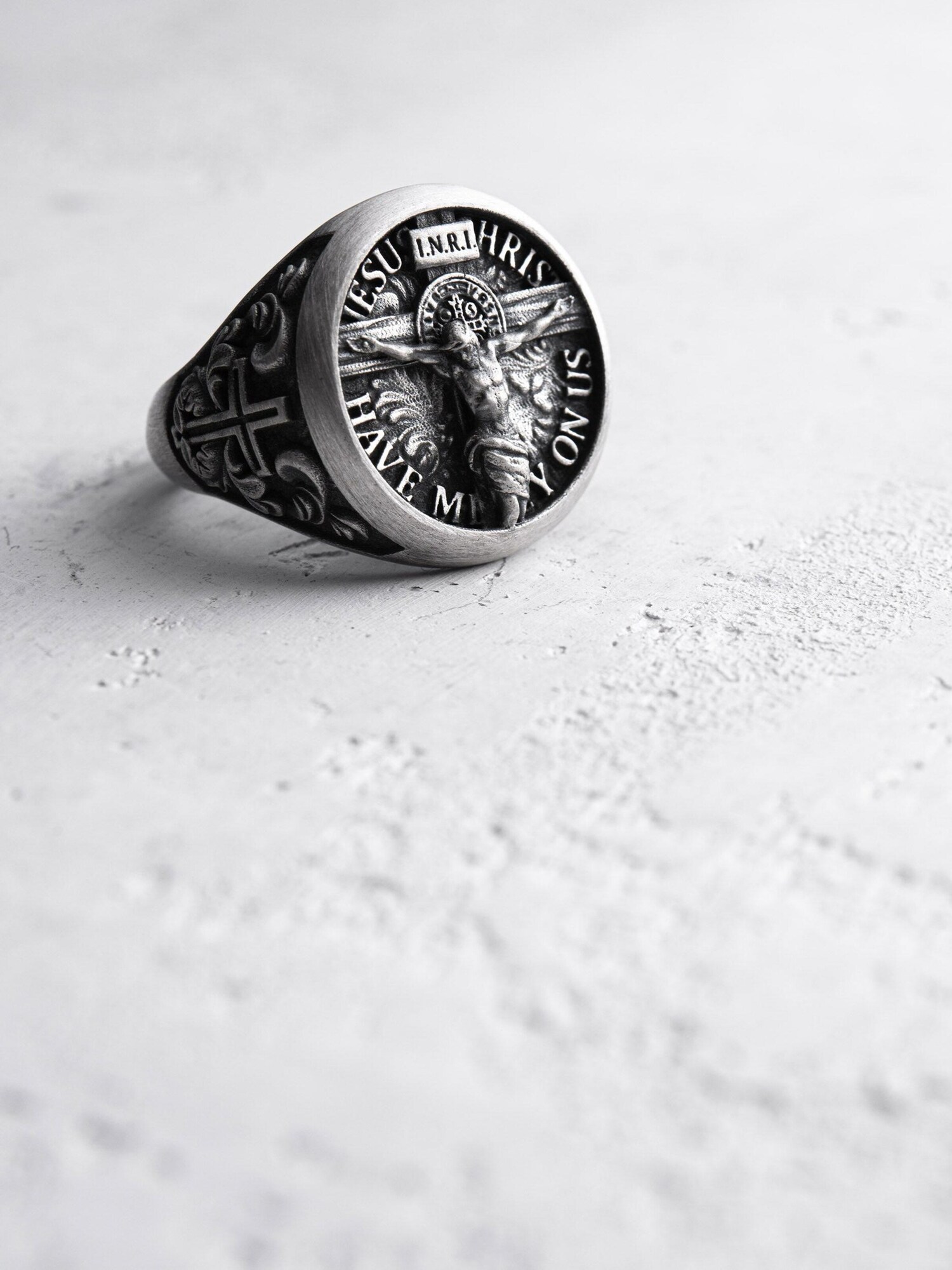 REYTEL Anello 'JESUS CHRIST HAVE MERCY ON US'  argento
