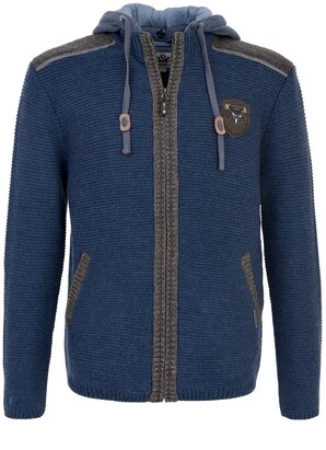 Spieth & Wensky Gebreid vest ‘Dakar’ Duifblauw / Bruin