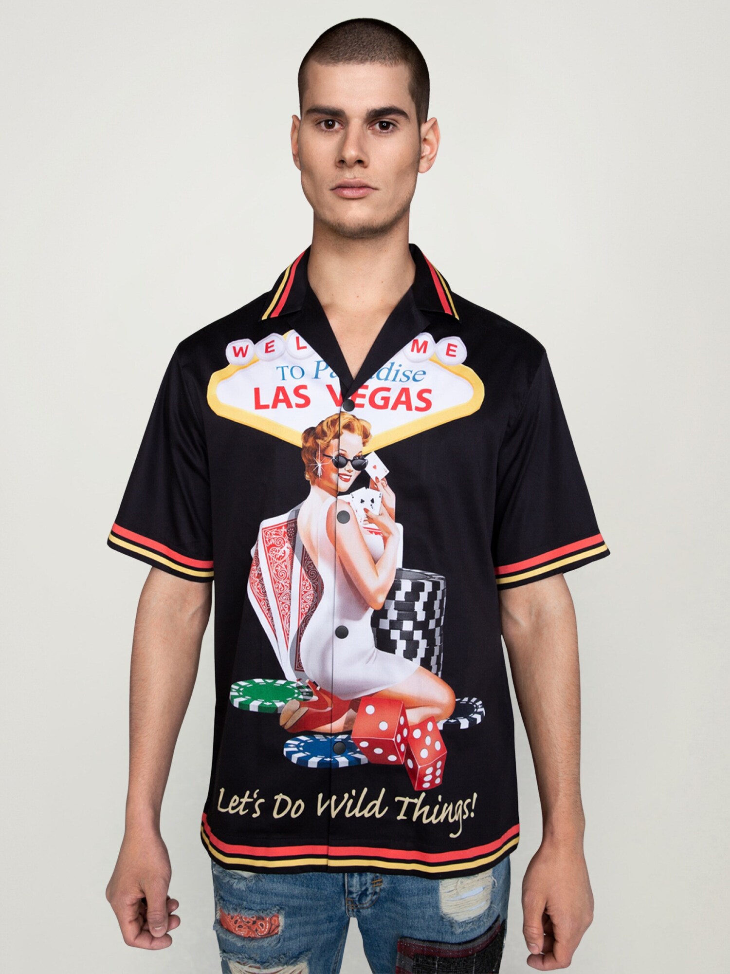 MAD TIGERS Camicia 'LAS VEGAS BOWLING'  nero