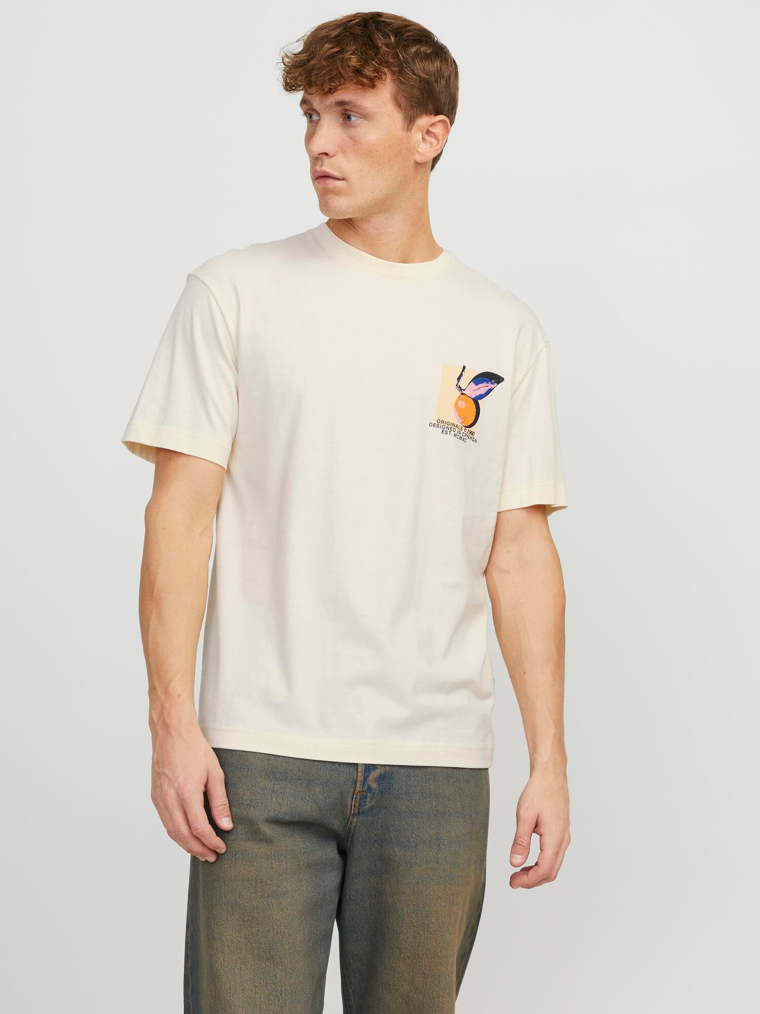 JACK & JONES Póló 'Tampa'  bézs / kék / narancs / fekete termék 2. képe