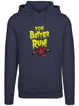 F4NT4STIC Sweatshirt ‘Stranger Things You Better Run Netflix TV Series’ Donkerblauw / Geel / Karmijnrood / Zwart