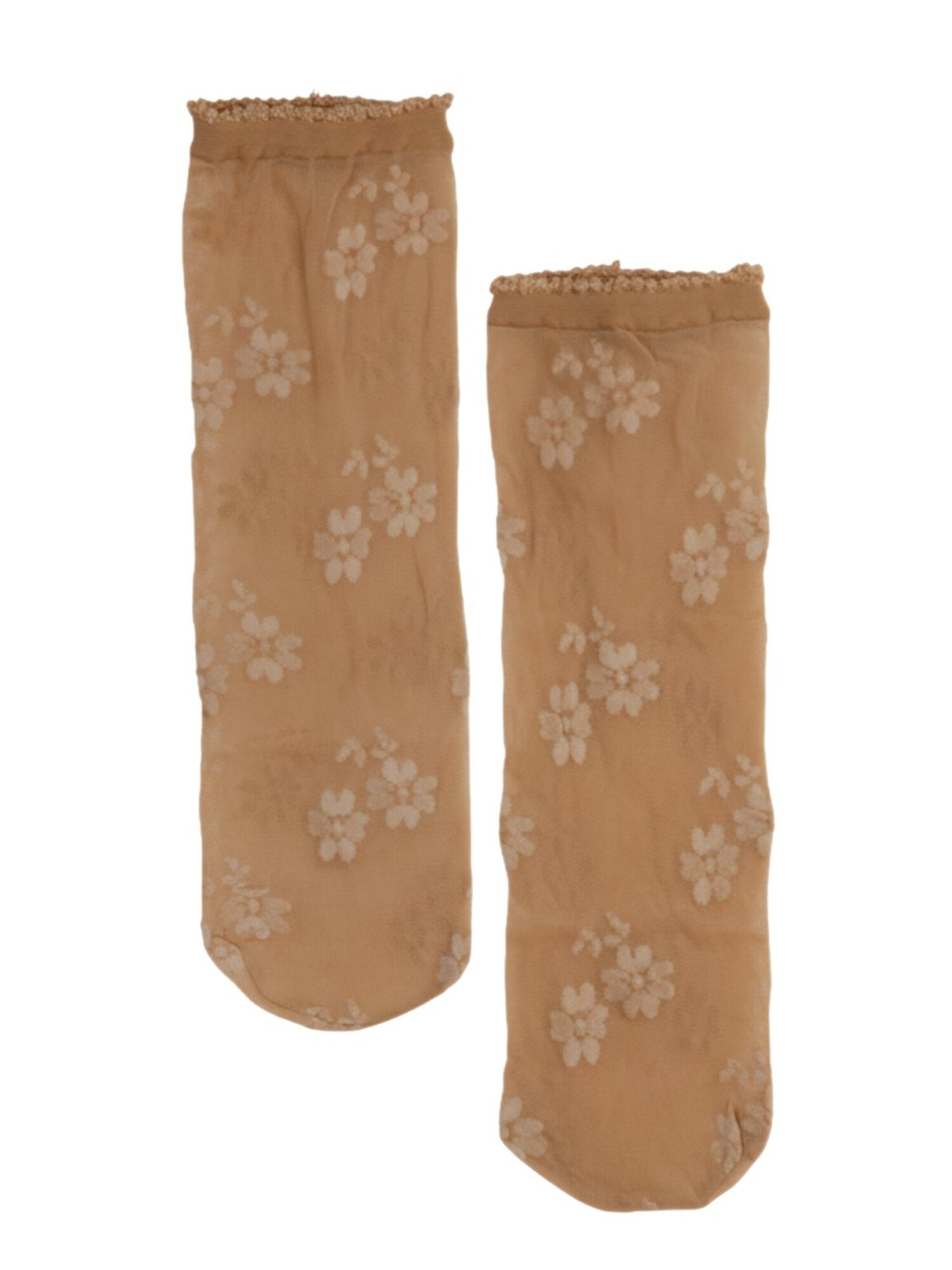 Sokisahtel Čarape 'FIORELLA floral sheer socks' bež
