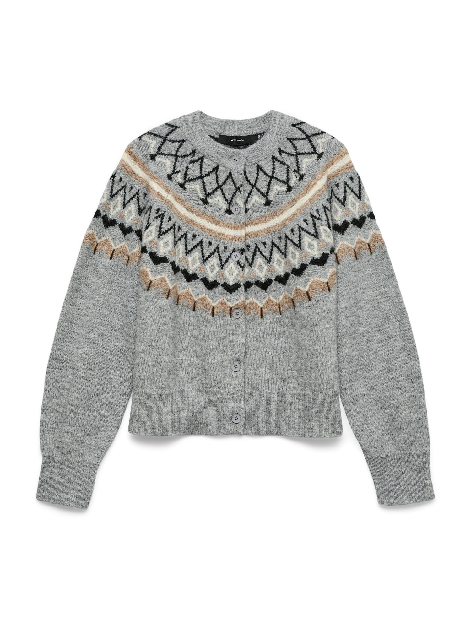 VERO MODA Pletena jopa 'VMTAMMY'  kamela / pegasto siva / črna / bela