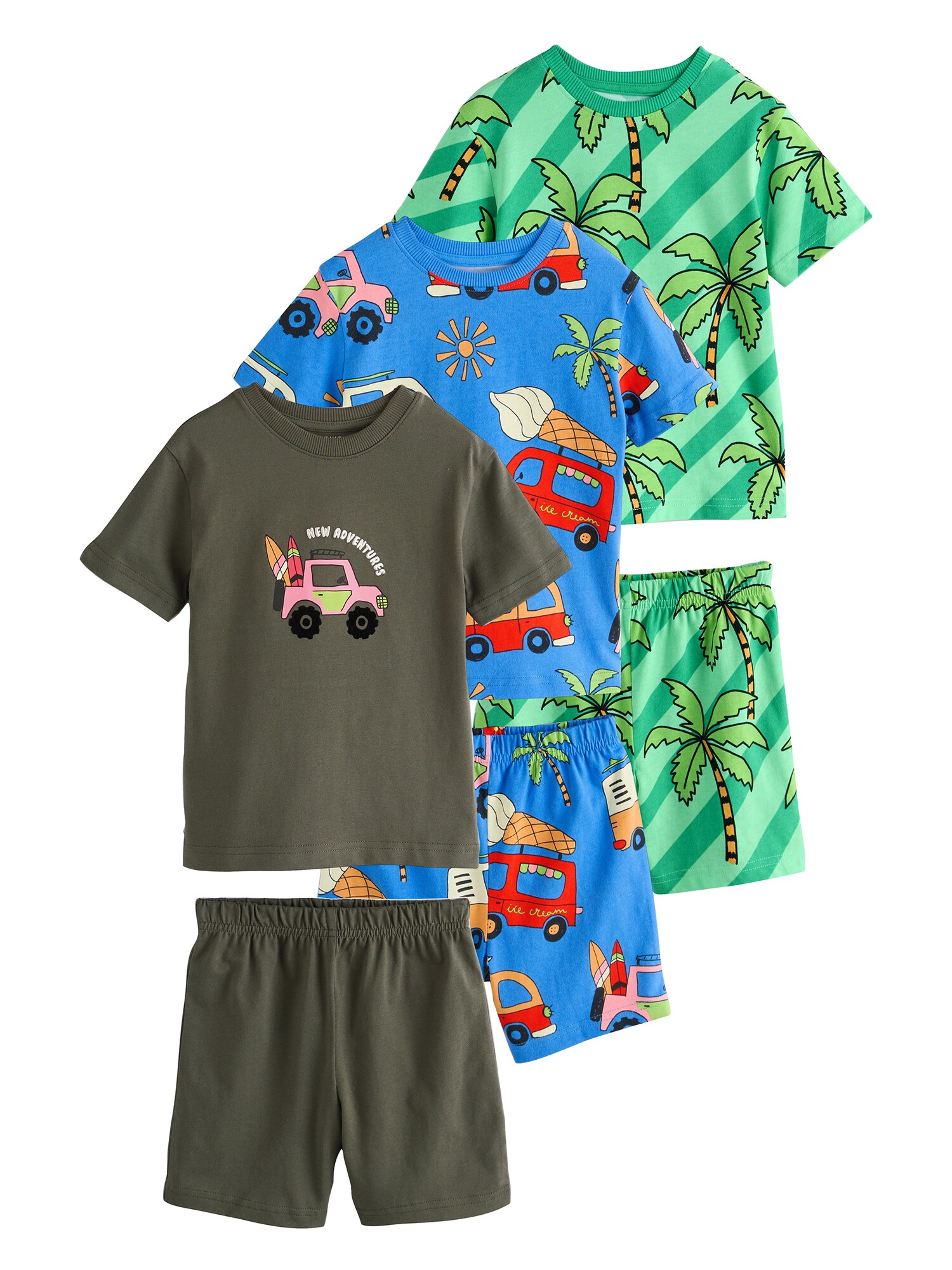 Next Pijamale  albastru / oliv / verde deschis / roșu