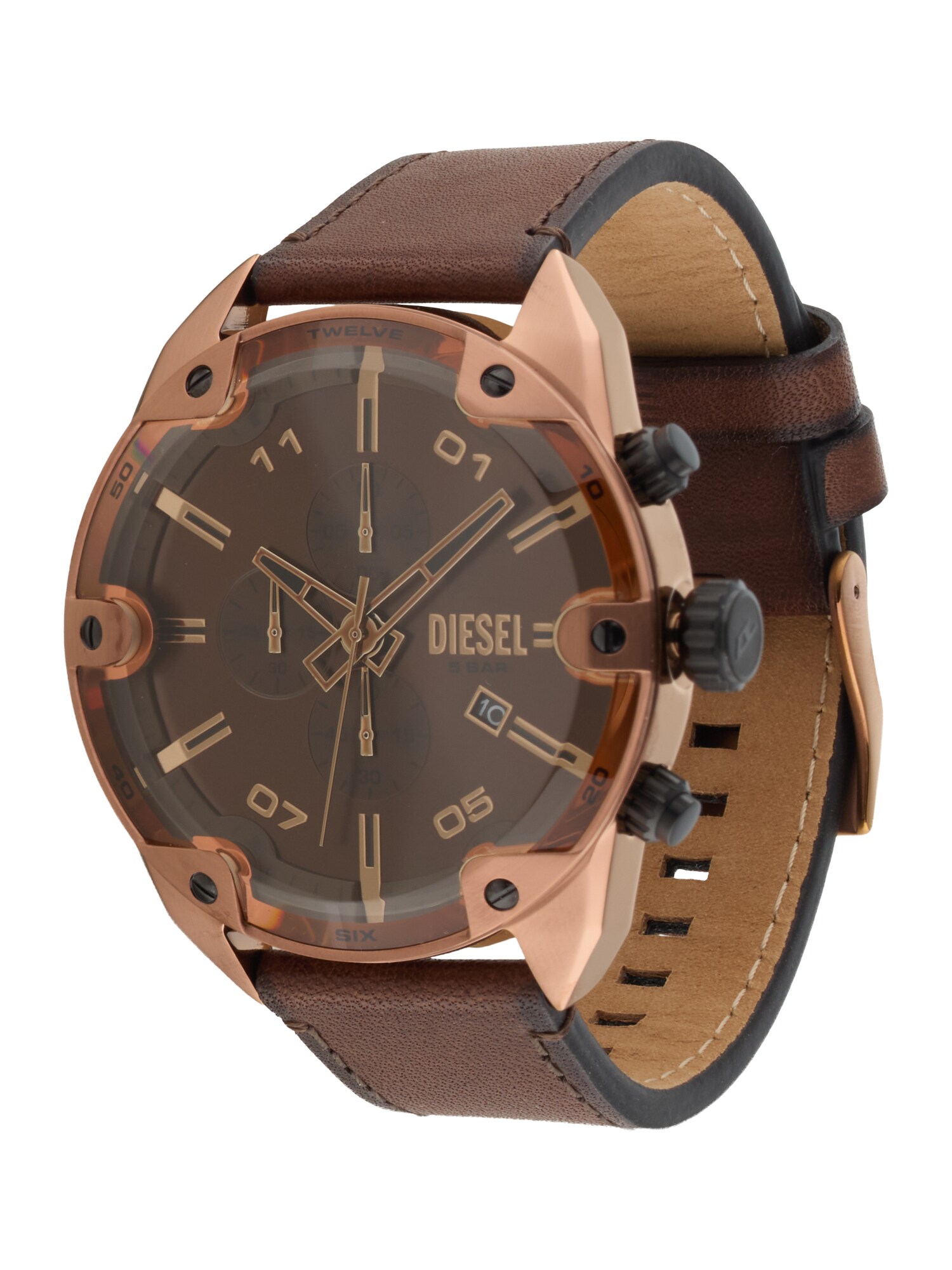 DIESEL Ceas analogic  maro / bronz