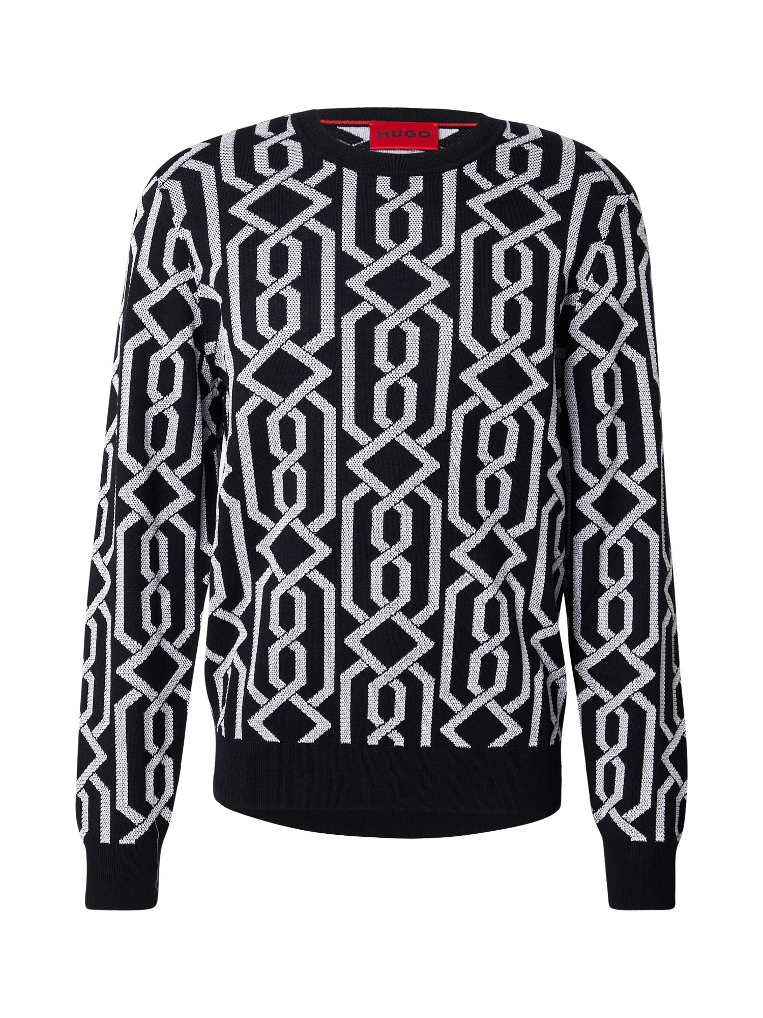 HUGO Sveter 'Souvawn'  čierna / biela