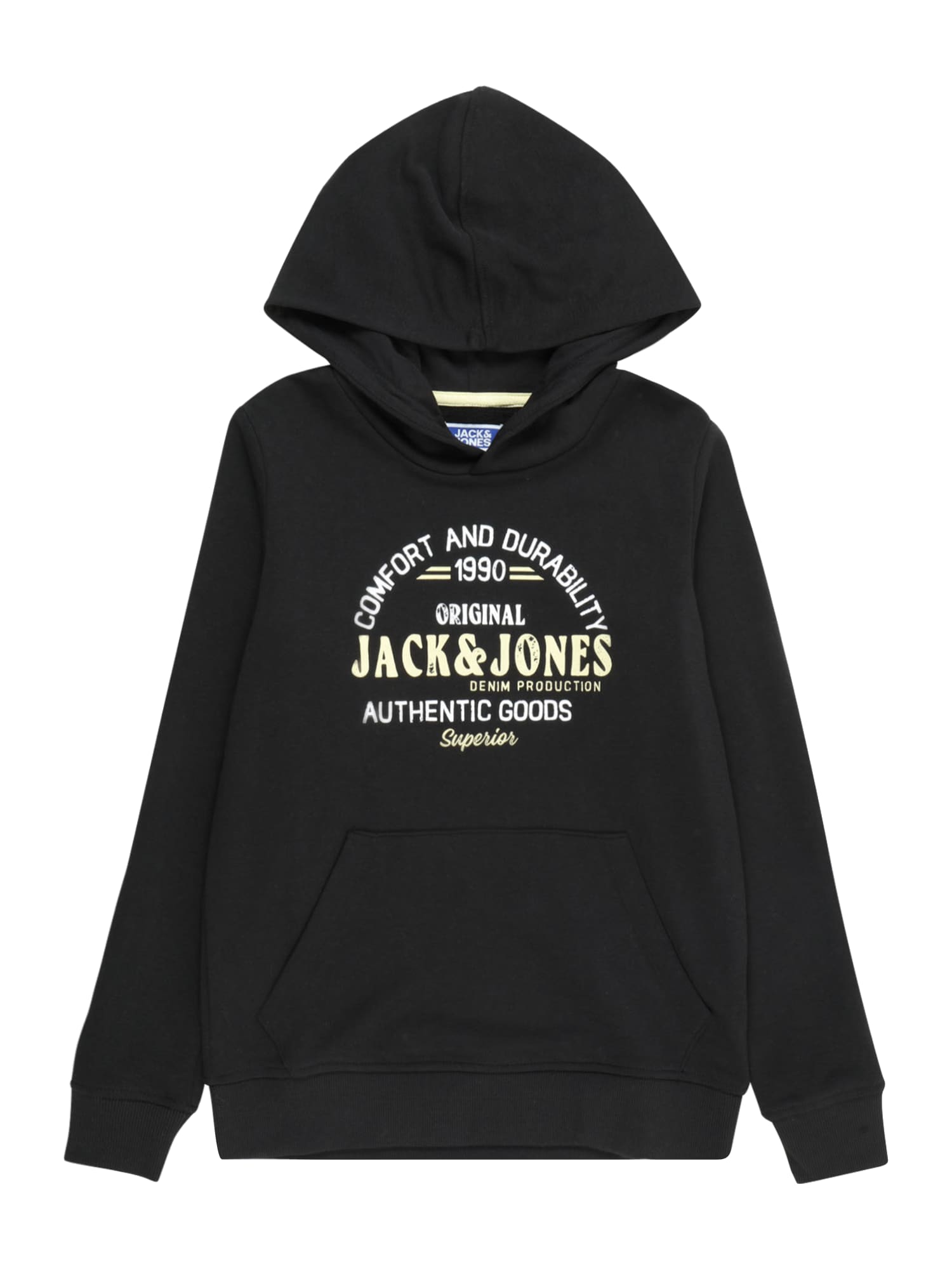 Jack & Jones Junior Bluză de molton 'MINDS'  galben pastel / negru / alb natural