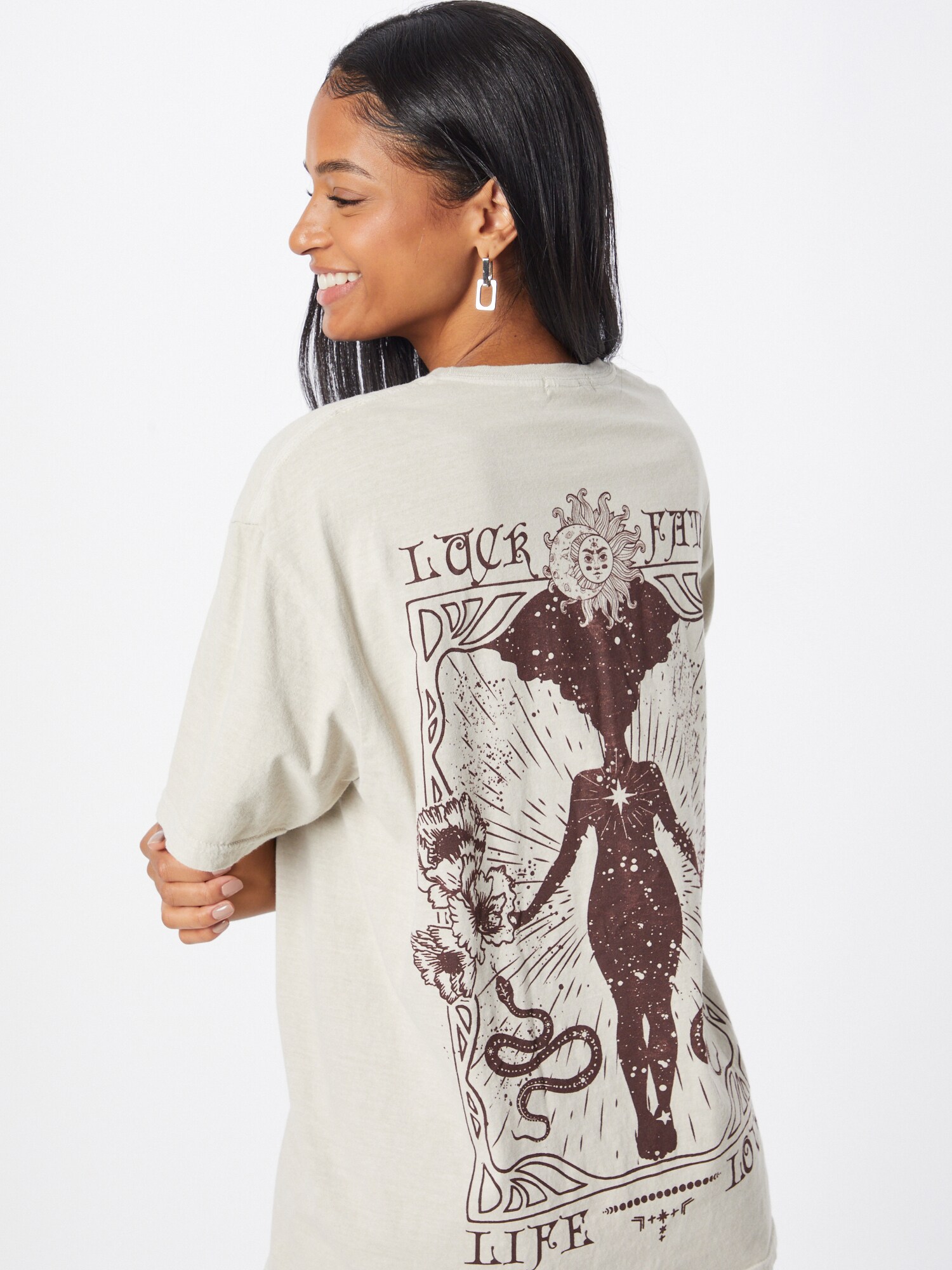 Nasty Gal Tričko krémová / burgundská (obrázok 5)