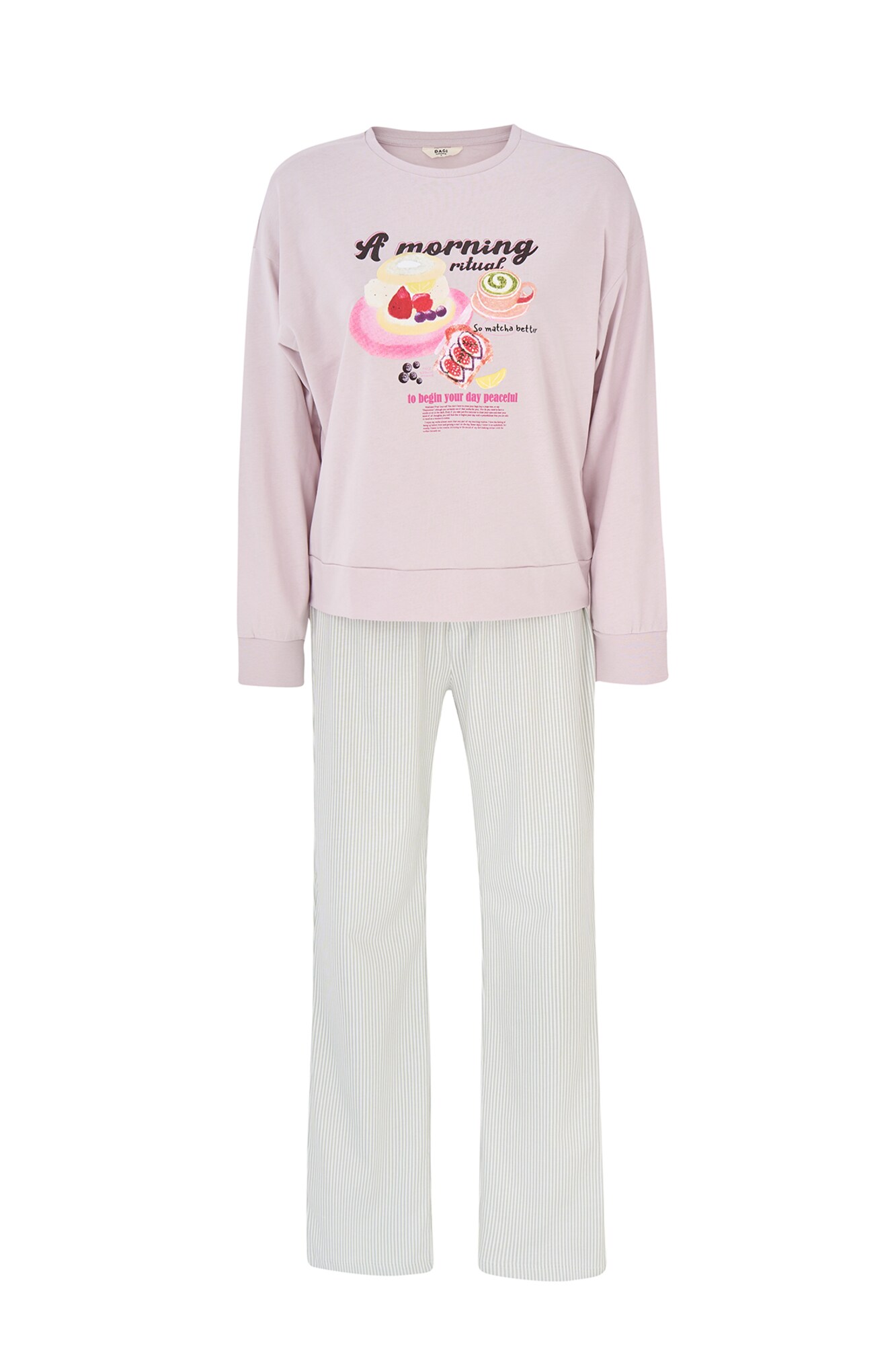 Dagi Pijama  albastru / mov deschis / roșu cireș / alb