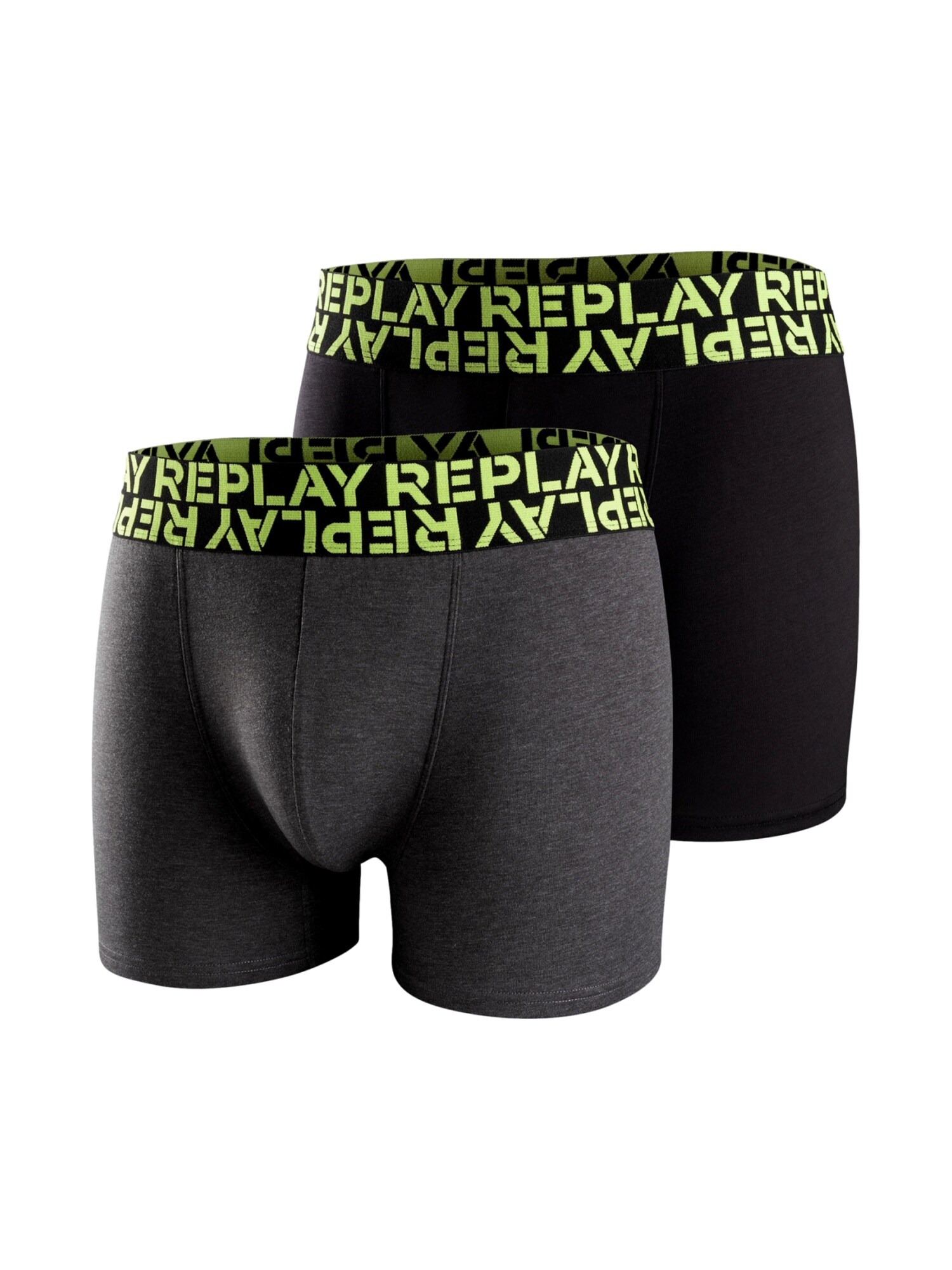 REPLAY Boxeri gri închis / verde neon / negru