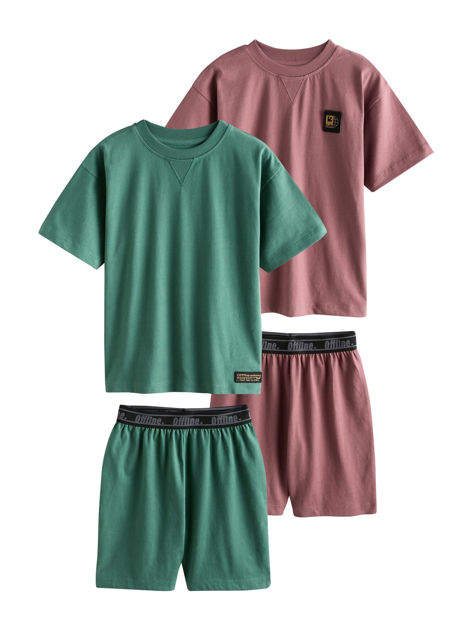 Next Pijamale  verde stuf / magenta / negru