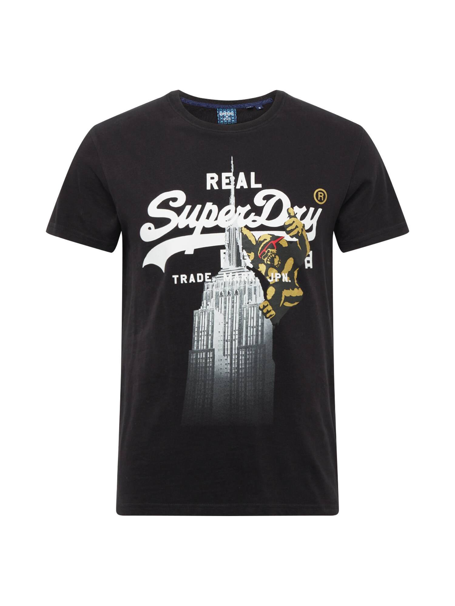 Superdry Marškinėliai 'NYC'  juoda / balta / šviesiai oranžinė / raudona
