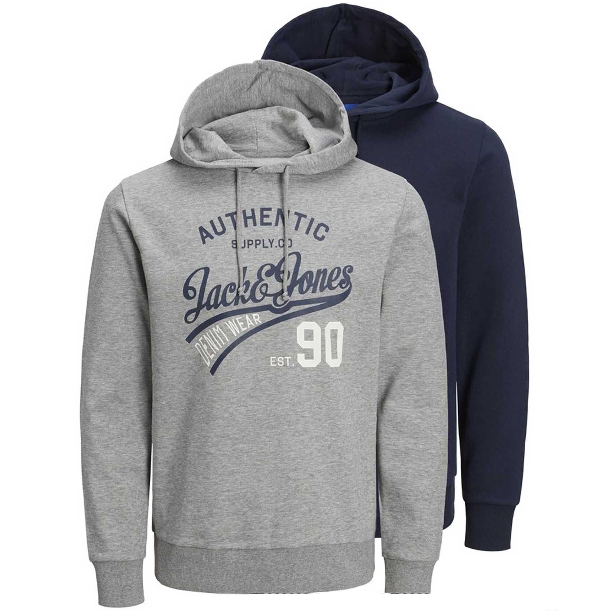 JACK & JONES Mikina 'JJEthan'  námornícka modrá / sivá melírovaná / červená / biela