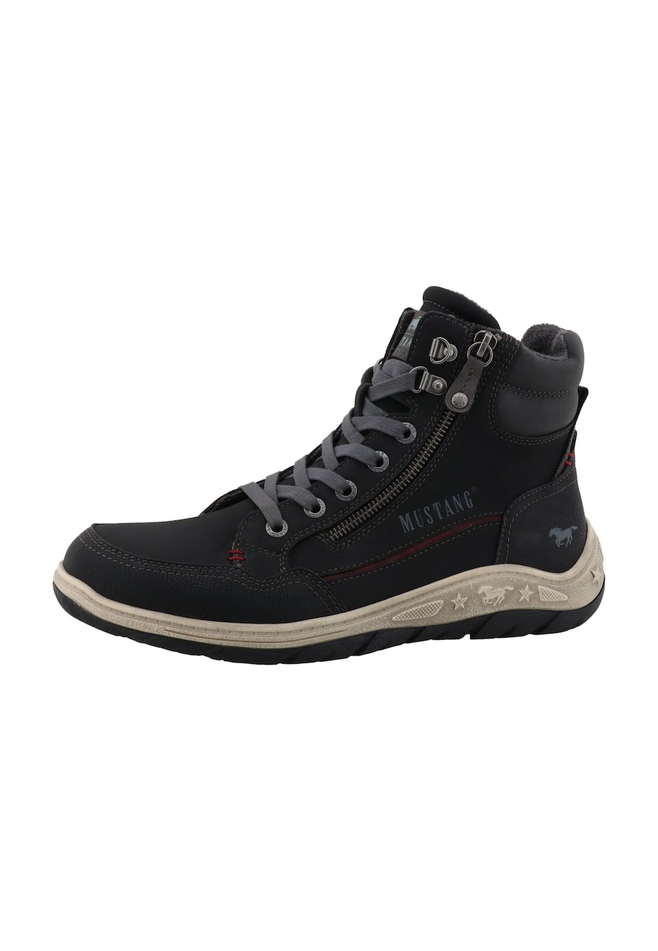 Boots med snörning 'Benedetto' basalgrå / bordeaux