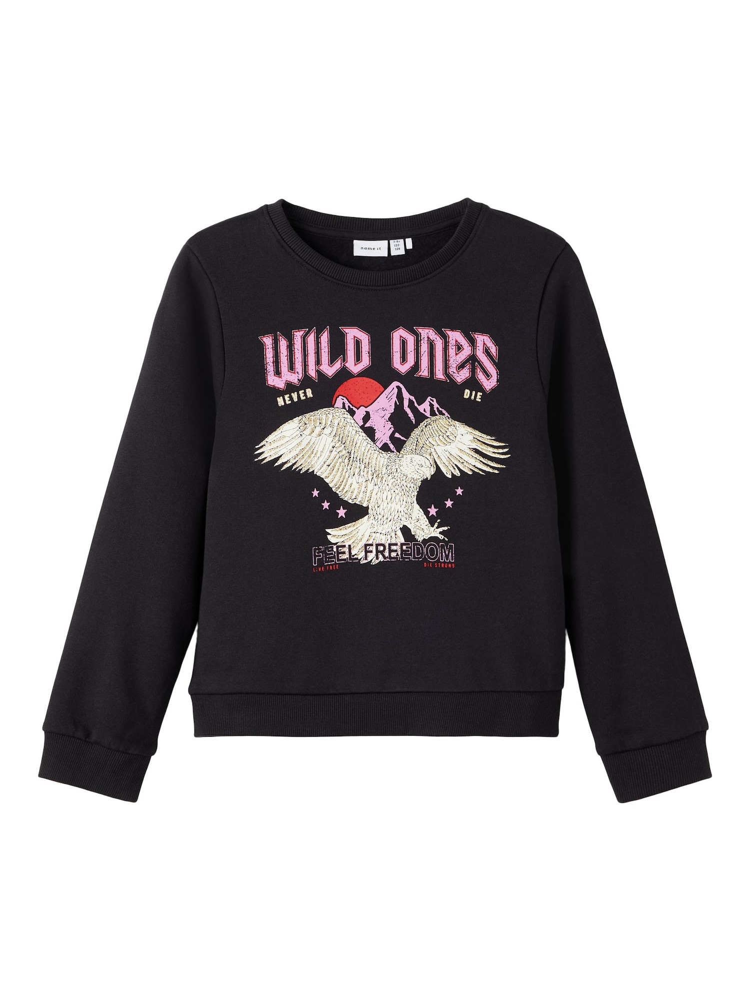 NAME IT Sweater majica 'Wild ones'  bež / roza / svijetloroza / crna